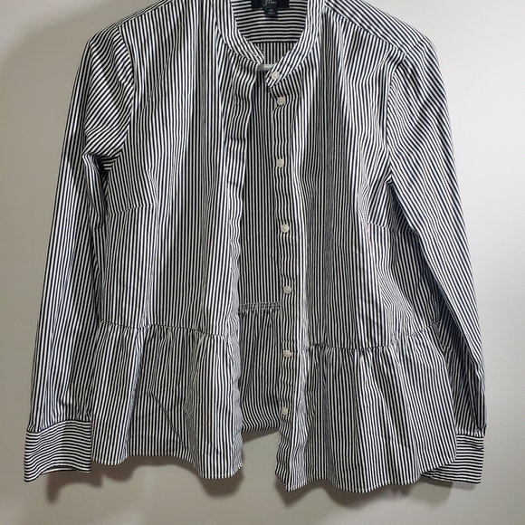 J. Crew Tops - J. Crew Black and White Striped Button-Up Blouse